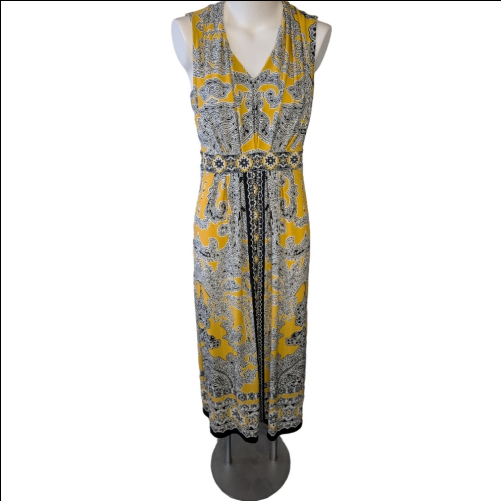 Dress Chico's Maxi  Yellow and Black Paisley By  Size "0"